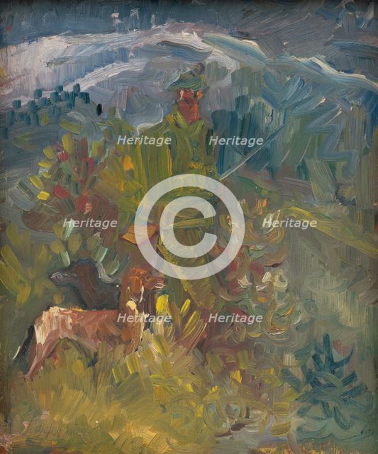 Hunter with Two Dogs, 1940-1944. Creator: Arnold Peter Weisz-Kubincan.