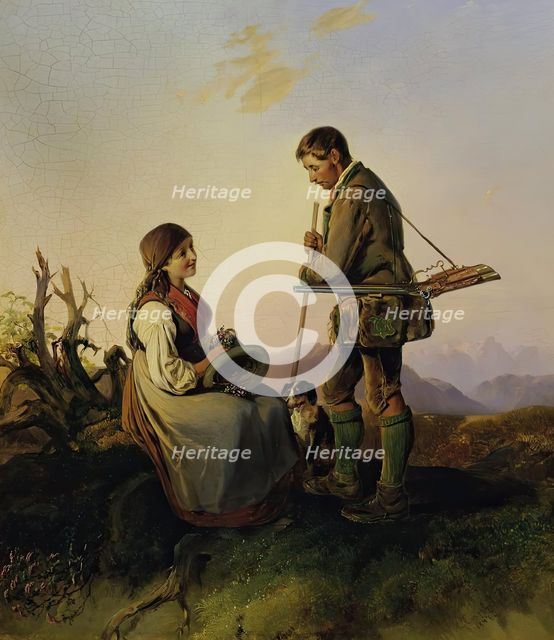 Hunters and girls, 1847. Creator: Matthias Ranftl.