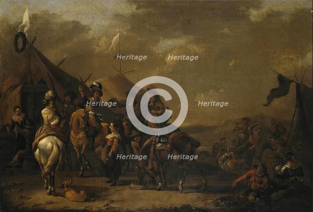 Hunters at Rest, 1650. Creator: Simon Johannes van Douw.