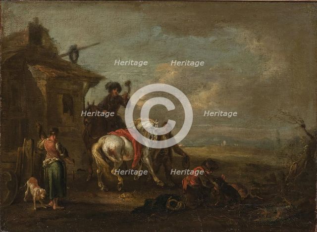 Hunters by a Tavern, 1750. Creator: August Querfurt.