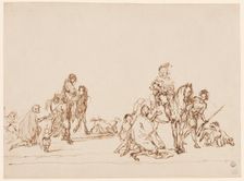Hunters Giving Alms to Beggars, n.d. Creator: Carel van Falens