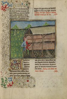 Hunters Making Snares; Livre de la Chasse, about 1430-1440. Creator: Unknown