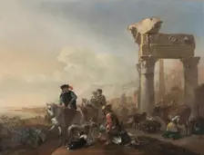 Hunters Near Ruins, 1648. Creator: Jan Baptist Weenix (Dutch, 1621-1660)