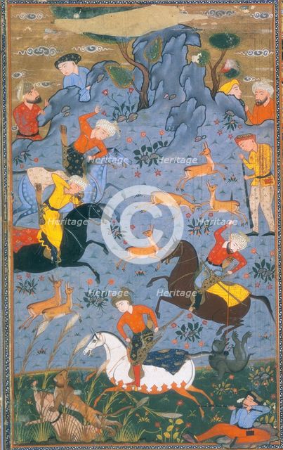 Hunters on horseback hunting deer, 1595. Creator: Anon.