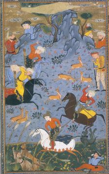 Hunters on horseback hunting deer, 1595. Creator: Anon