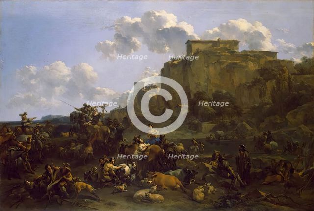 Hunters Resting, 1660. Creator: Nicolaes Berchem.