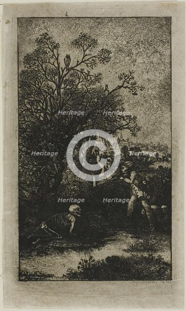 Hunters Surprised by Death, 1857. Creator: Rodolphe Bresdin.