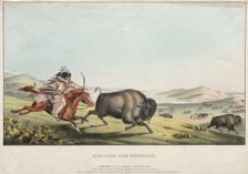 Hunting the Buffalo, 1837. Creator: E. C. Biddle (American); John T. Bowen (British, c. 1801-1856); E.C. Biddle