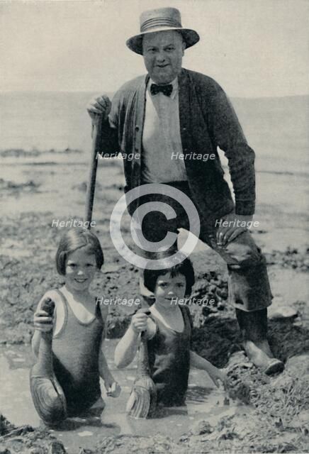 'Hunting the Elusive Geoduck on Puget Sound', c1935. Artist: Unknown.
