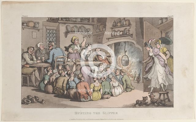 Hunting the Slipper, from "The Vicar of Wakefield", May 1, 1817., May 1, 1817. Creator: Thomas Rowlandson.
