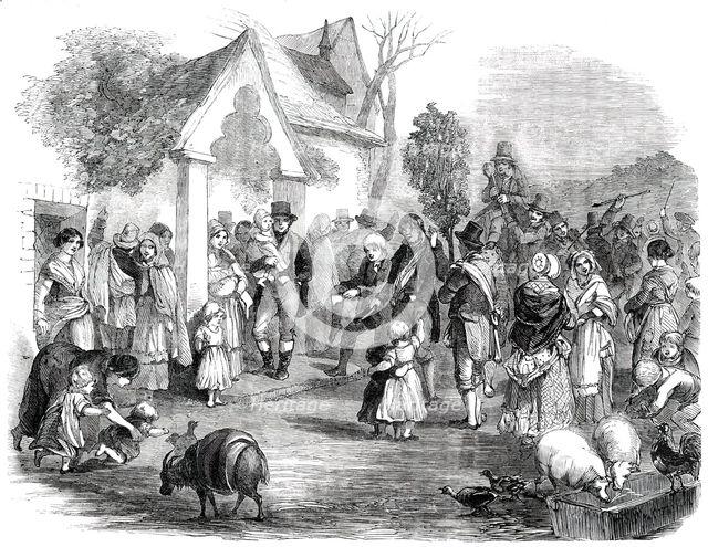 Hunting the Wren at Christmas - Procession of the Wren Bush and Wren Boys, 1850. Creator: Unknown.