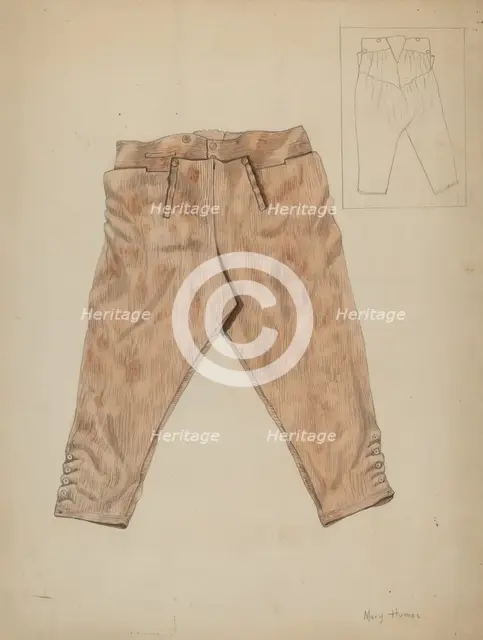 Hunting Trousers, c. 1936. Creator: Mary E Humes.
