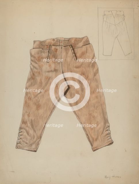 Hunting Trousers, c. 1936. Creator: Mary E Humes.