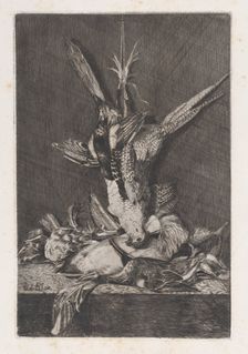 Hunting trophy with game birds and artichoke, 1850-1900. Creator: Charles-Alphonse Deblois