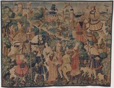 Hunting and Pastoral Scenes, with a bagpiper and dancers, c. 1510. Creator: Unknown