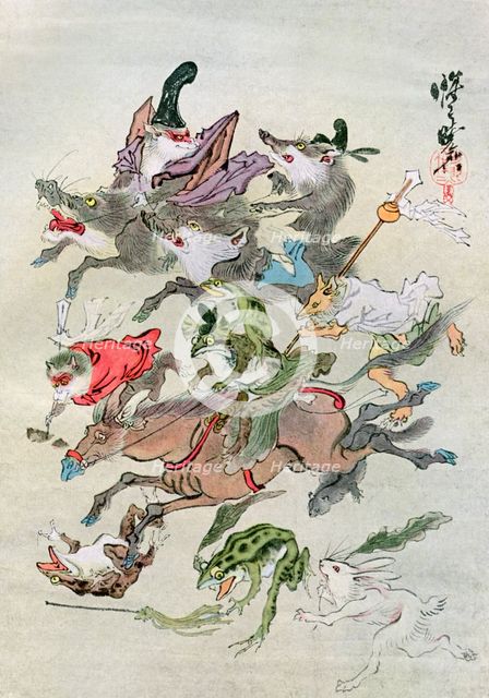 Hunting animals, 1898.Artist: Kawanabe Kyôsai