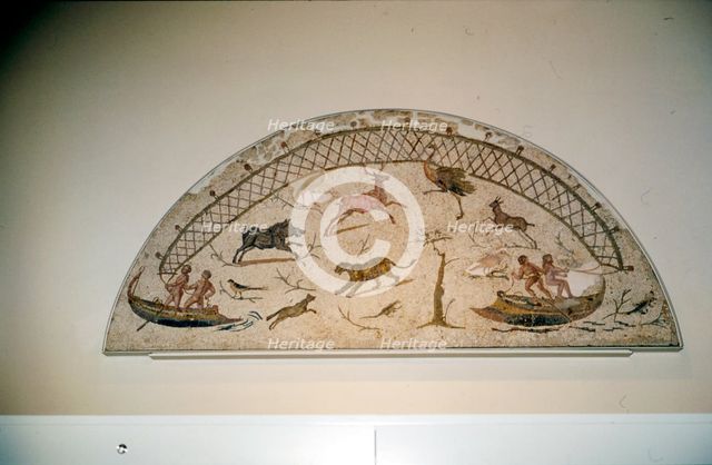 Hunting animals with net, Roman mosaic from Carthage, c3rd century. Artist: Unknown.