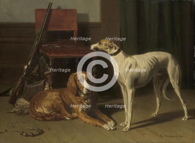 Hunting Companions, 1860. Creator: Conradyn Cunaeus.