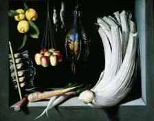 Hunting, fruit and vegetables 1602, by Juan Sanchez Cotan