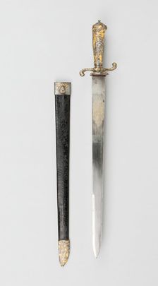 Hunting Hanger with Scabbard, France, 1740/60. Creator: Unknown