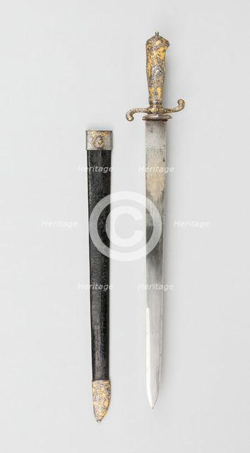 Hunting Hanger with Scabbard, France, 1740/60. Creator: Unknown.