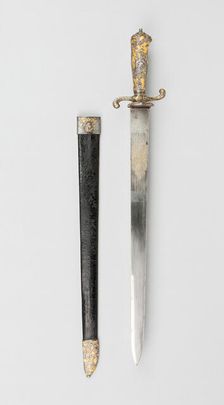 Hunting Hanger with Scabbard, France, 1740/60. Creator: Unknown