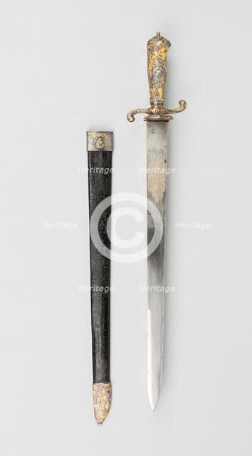 Hunting Hanger with Scabbard, France, 1740/60. Creator: Unknown.