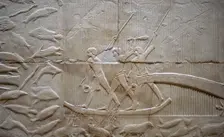 Hunting hippos relief, Mastaba of Kagemni, Saqqara, Egypt, Old Kingdom, 6th Dynasty, 2350 BC (2003). Creator: Unknown