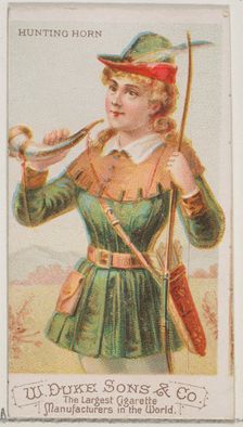 Hunting Horn, from the Musical Instruments series (N82) for Duke brand cigarettes, 1888., 1888. Creator: Schumacher & Ettlinger