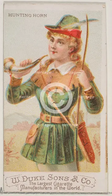 Hunting Horn, from the Musical Instruments series (N82) for Duke brand cigarettes, 1888., 1888. Creator: Schumacher & Ettlinger.