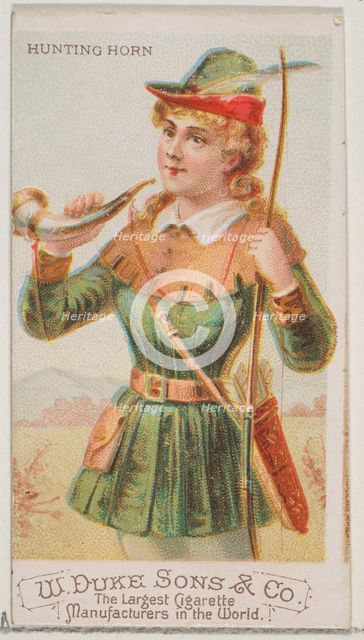 Hunting Horn, from the Musical Instruments series (N82) for Duke brand cigarettes, 1888., 1888. Creator: Schumacher & Ettlinger.