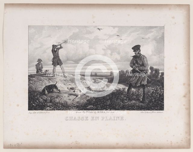 Hunting in the Field, from the series Hunting Scenes, 1829. Creator: Alexandre Gabriel Decamps.