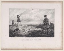 Hunting in the Field, from the series Hunting Scenes, 1829. Creator: Alexandre Gabriel Decamps