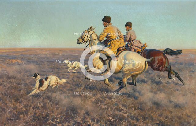 Hunting in the steppe, 1932. Creator: Ungewitter, Hugo (1869-1944).