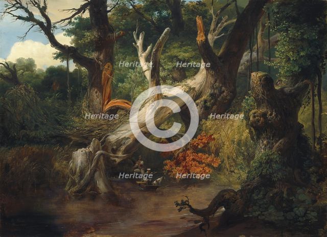Hunting in the Pontine Marshes, 1833. Creator: Émile Jean-Horace Vernet.