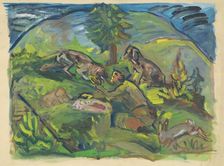 Hunting motif, 1940-1943. Creator: Arnold Peter Weisz-Kubincan