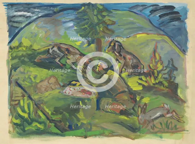 Hunting motif, 1940-1943. Creator: Arnold Peter Weisz-Kubincan.