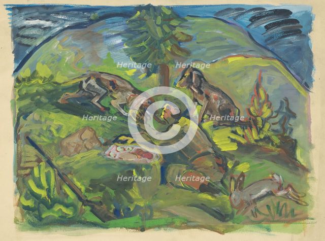 Hunting motif, 1940-1943. Creator: Arnold Peter Weisz-Kubincan.