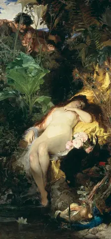 Hunting nymphs and fauns, 1875. Creator: Julius Kronberg