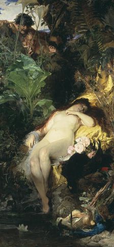 Hunting nymphs and fauns, 1875. Creator: Julius Kronberg