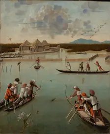 Hunting on the Lagoon (recto); Letter Rack (verso), about 1490-1495. Creator: Vittore Carpaccio