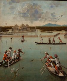 Hunting on the Lagoon (recto); Letter Rack (verso), about 1490-1495. Creator: Vittore Carpaccio