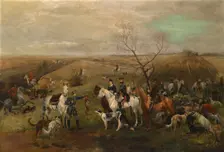 Hunting party with the Emperor Alexander III and Empress Maria Feodorovna, 1880s. Artist: Samokish, Nikolai Semyonovich (1860-1944)
