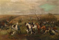 Hunting party with the Emperor Alexander III and Empress Maria Feodorovna, 1880s. Artist: Samokish, Nikolai Semyonovich (1860-1944)