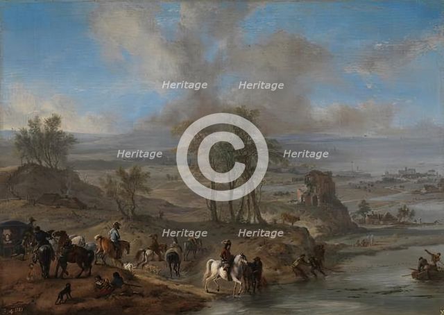 Hunting Party and Fishermen, between 1660 and 1662. Creator: Philip Wouverman.