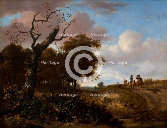 Hunting party in the dunes, 1660-1665. Creator: Jan Wijnants.