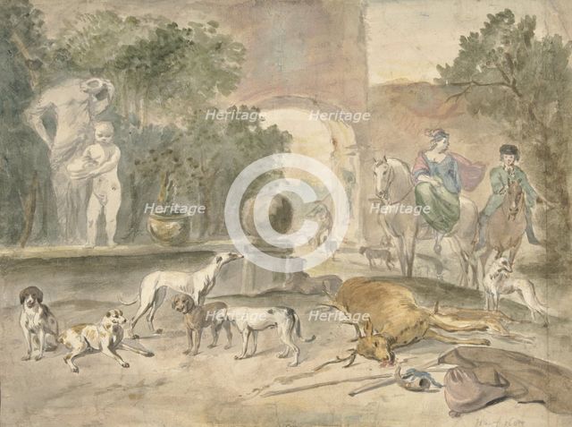 Hunting scene, 1683. Creator: Hendrik Verschuring.