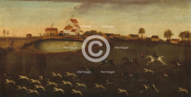 Hunting Scene with a Pond, 18th century. Creator: Unknown.