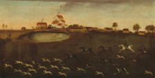 Hunting Scene with a Pond, 18th century. Creator: Unknown