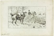 Hunting Scene: Horse and Thrown Rider, 1867/83. Creator: Francis Arthur Fraser